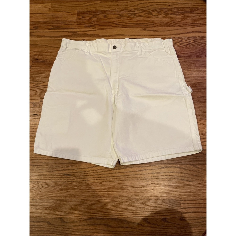 Dickies Men's Denim Carpenter Shorts Jeans Jorts White Size 40 Workwear Painter